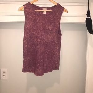 Maroon white wash tank